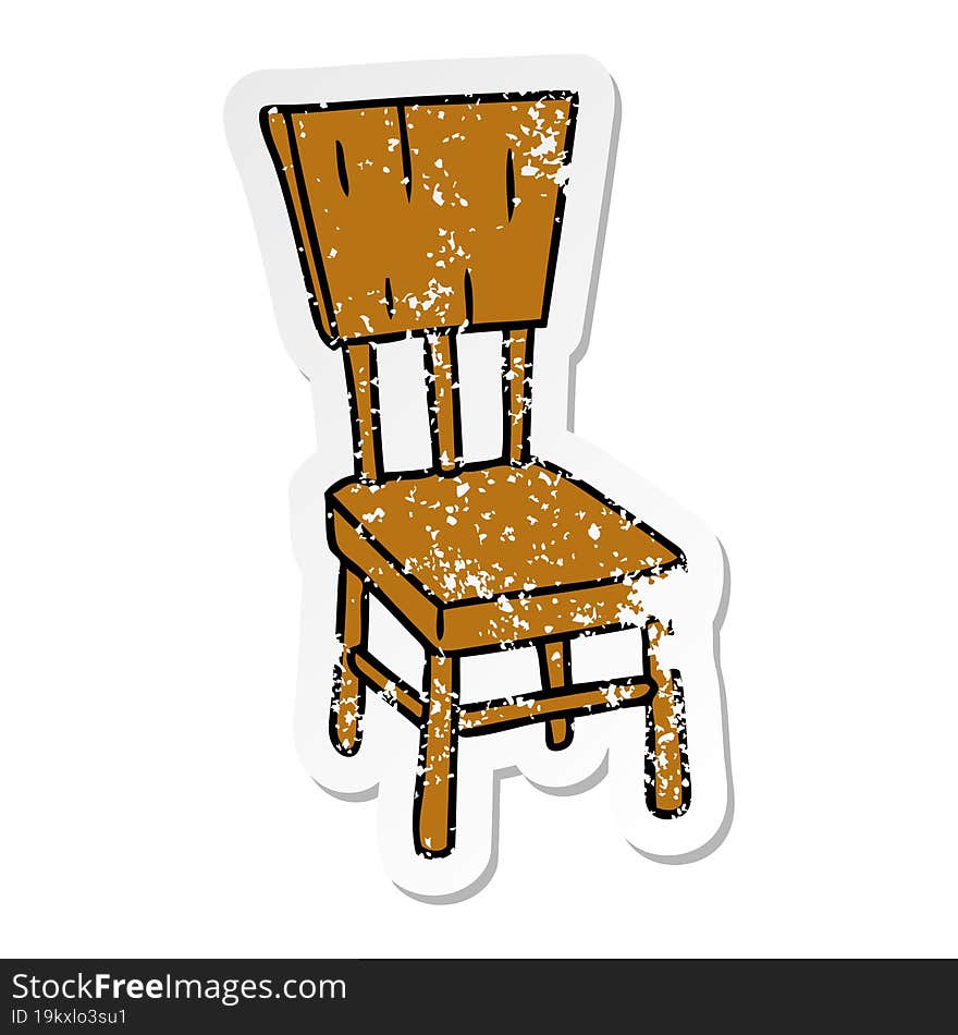 distressed sticker cartoon doodle of a  wooden chair