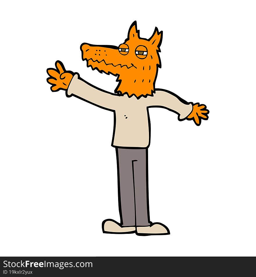 cartoon waving fox man