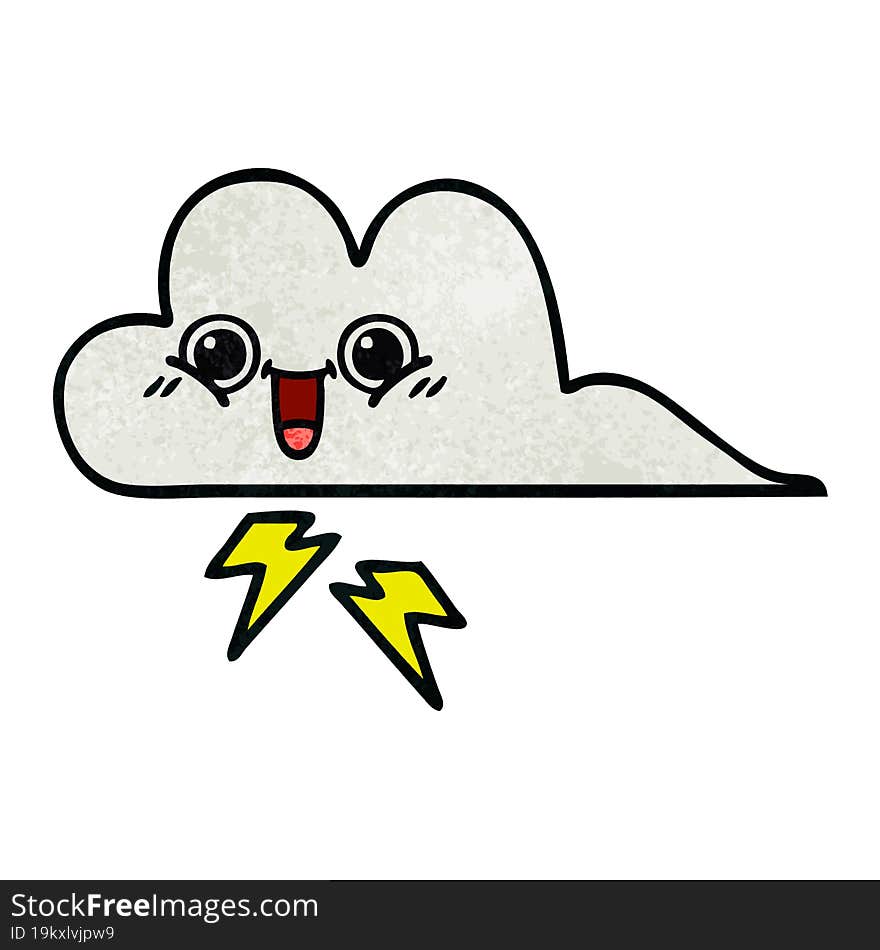 retro grunge texture cartoon of a storm cloud