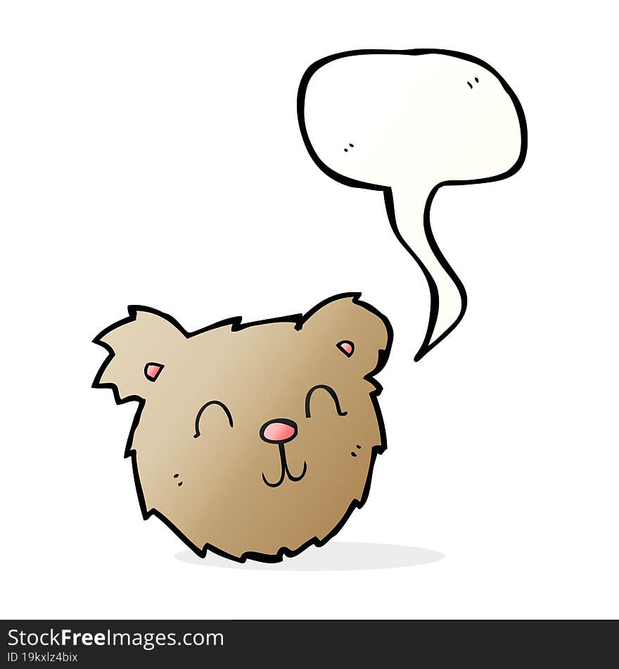 Cartoon Happy Teddy Bear Face With Speech Bubble