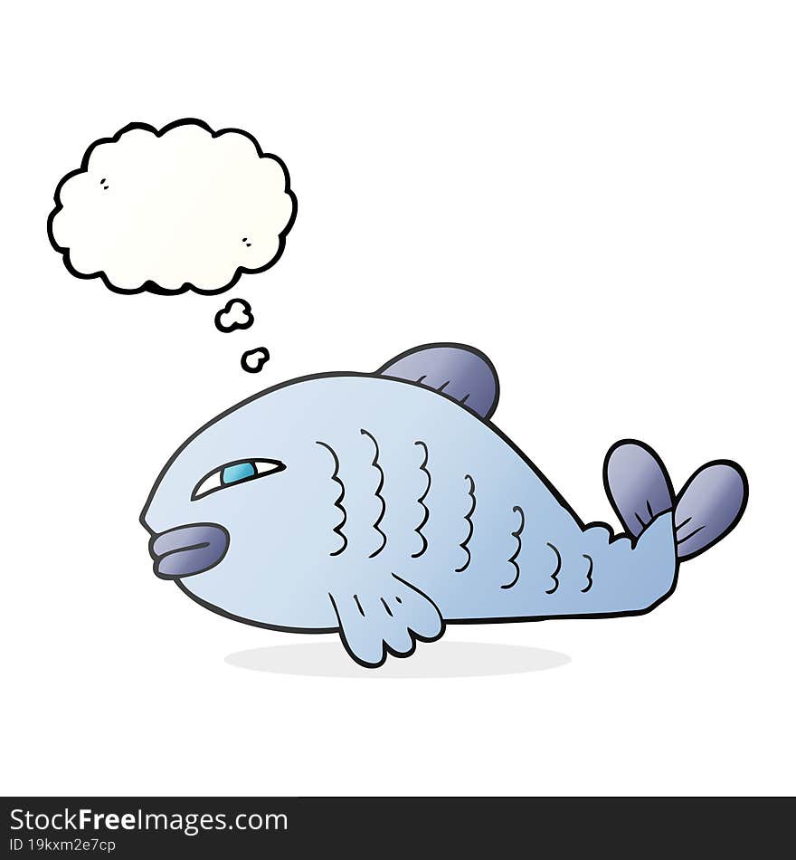 freehand drawn thought bubble cartoon fish