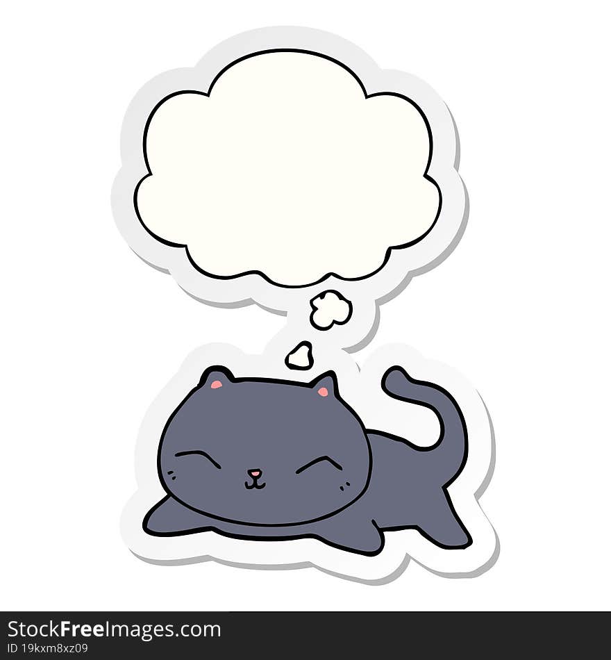 cartoon cat and thought bubble as a printed sticker
