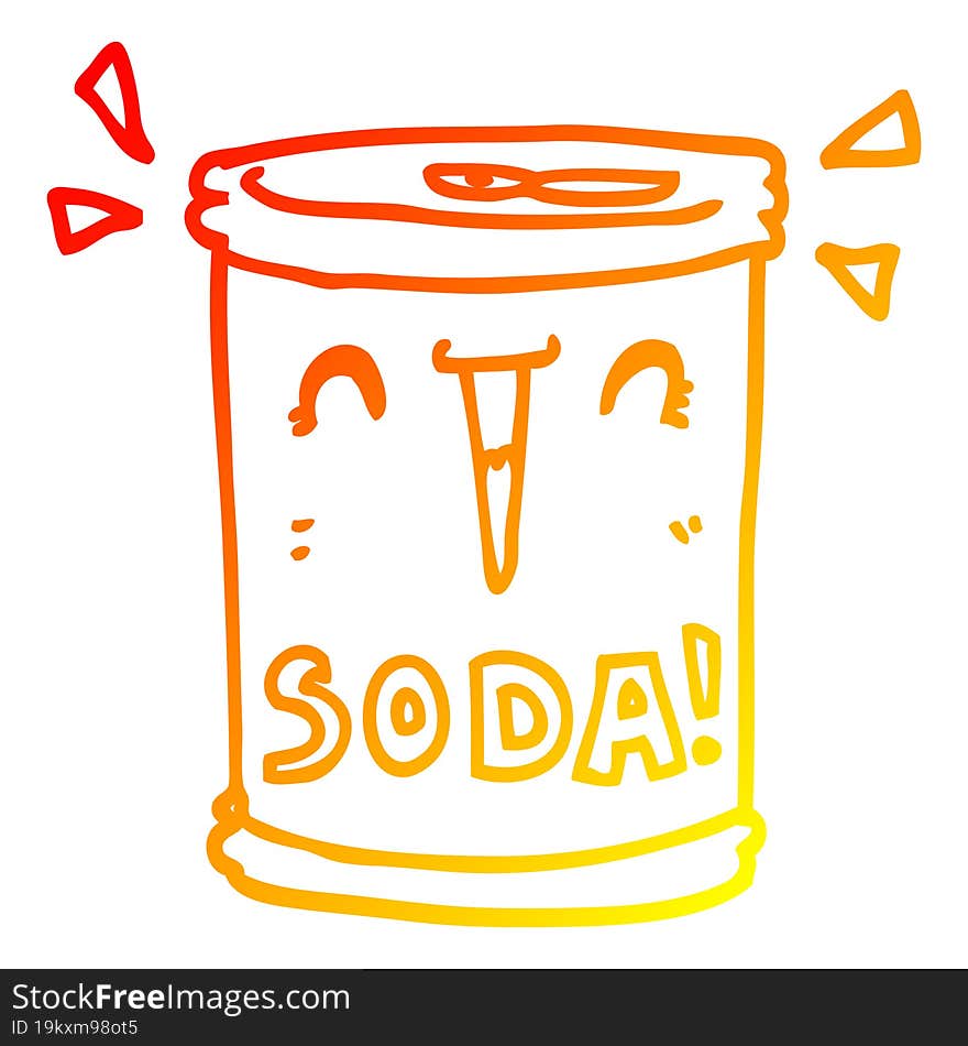 warm gradient line drawing cartoon soda can