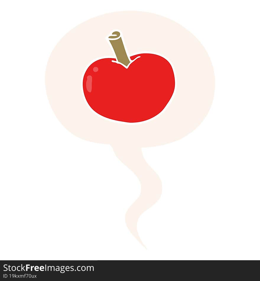 Cartoon Apple And Speech Bubble In Retro Style