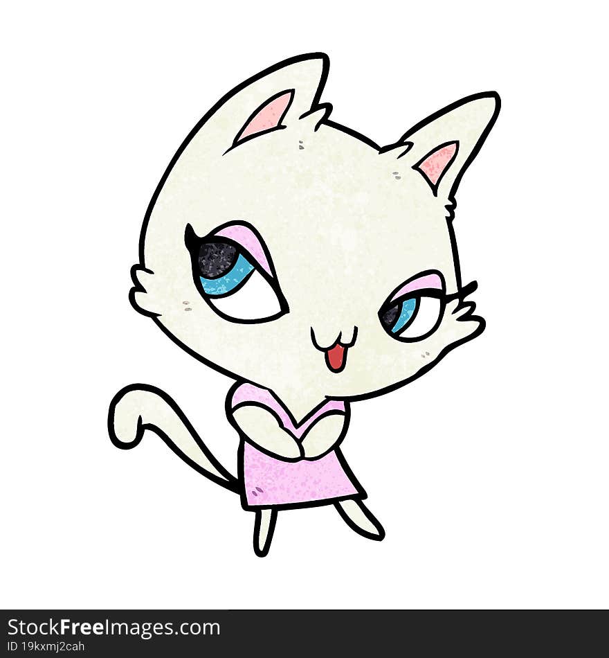 cute cartoon female cat. cute cartoon female cat