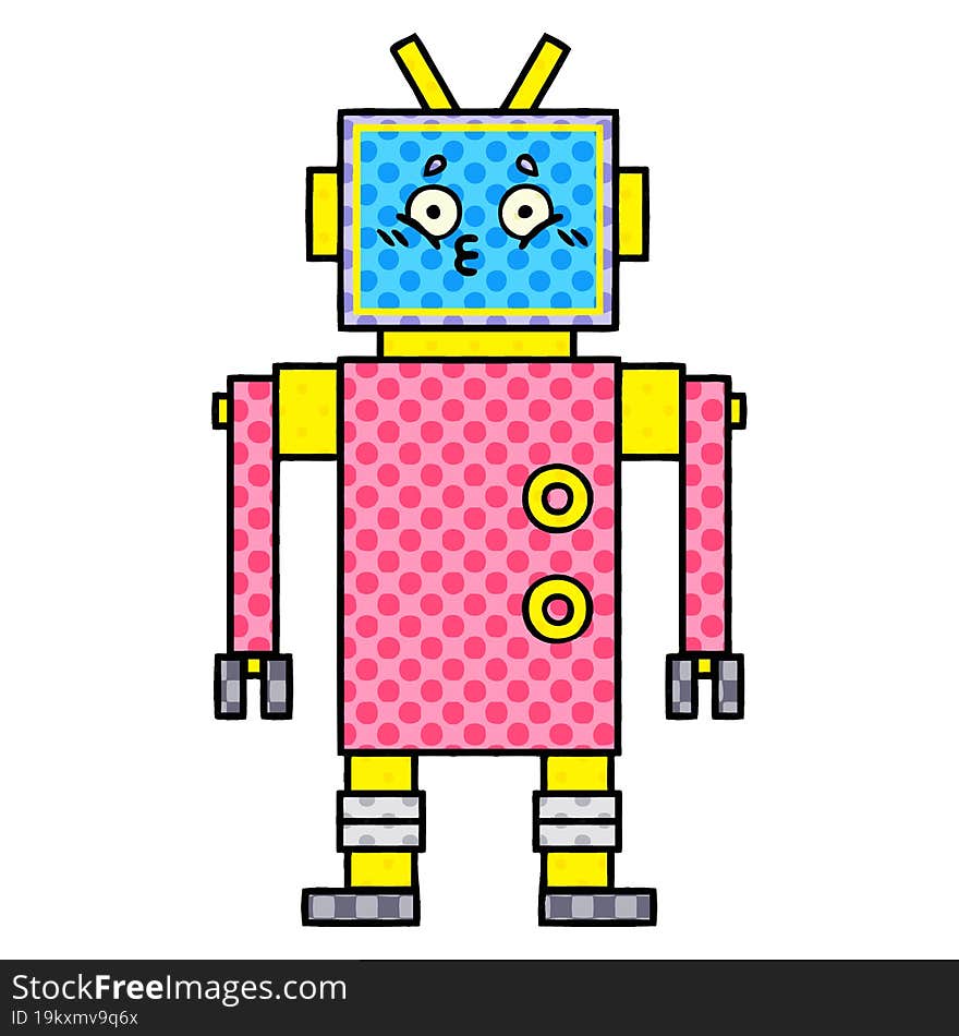 Comic Book Style Cartoon Robot