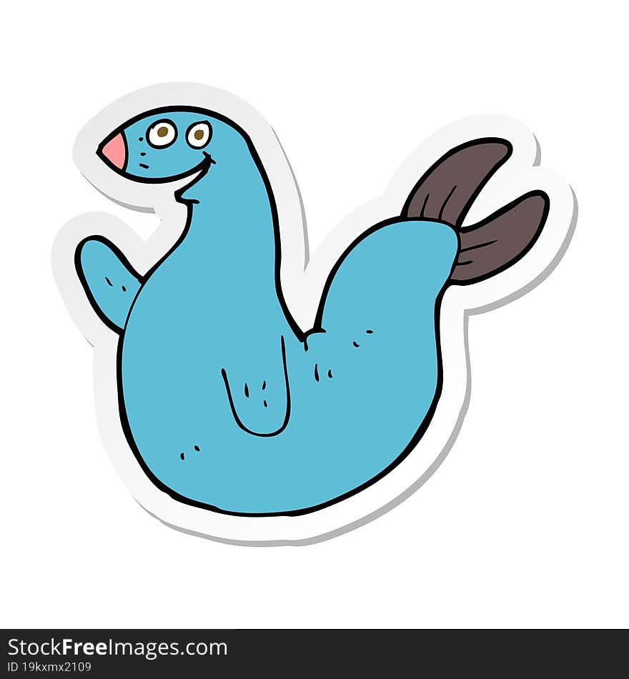 sticker of a cartoon happy seal