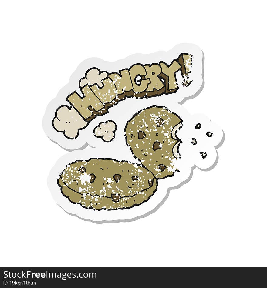 retro distressed sticker of a cartoon cookies