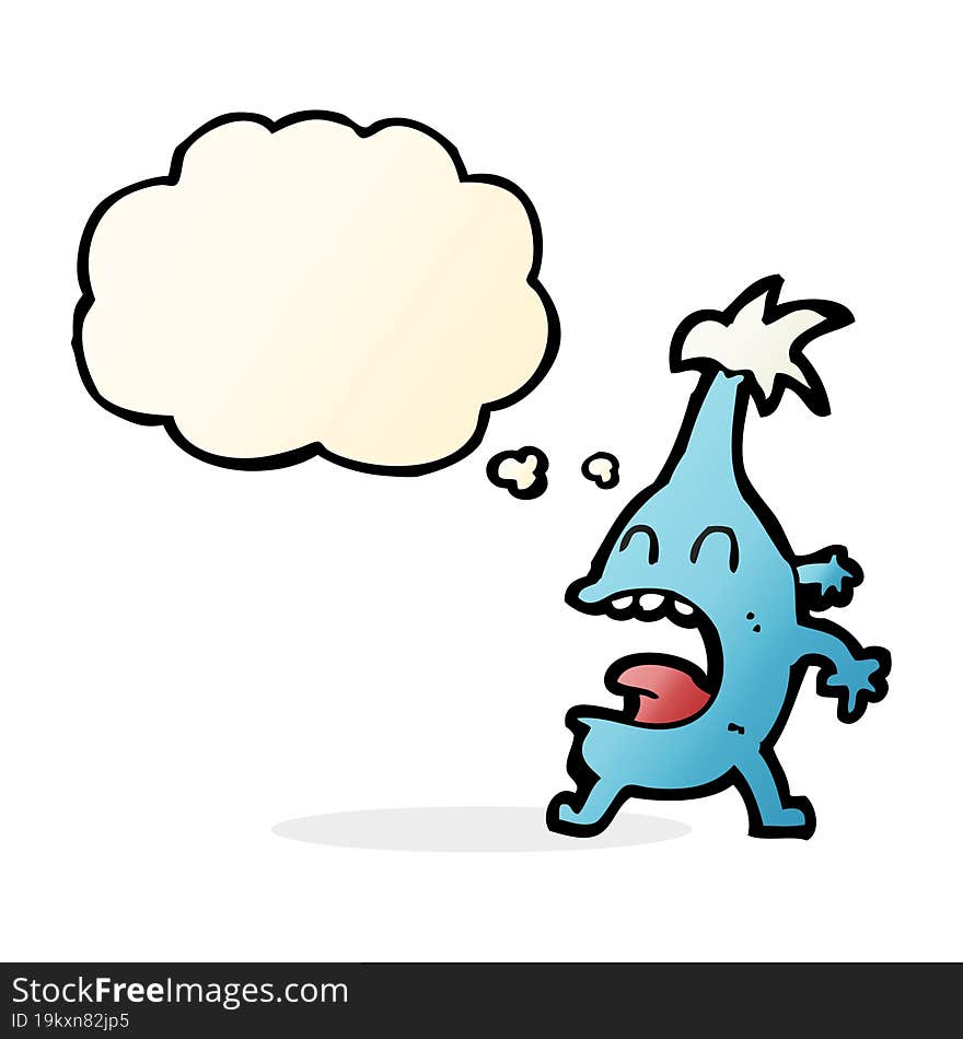 Cartoon Funny Creature With Thought Bubble