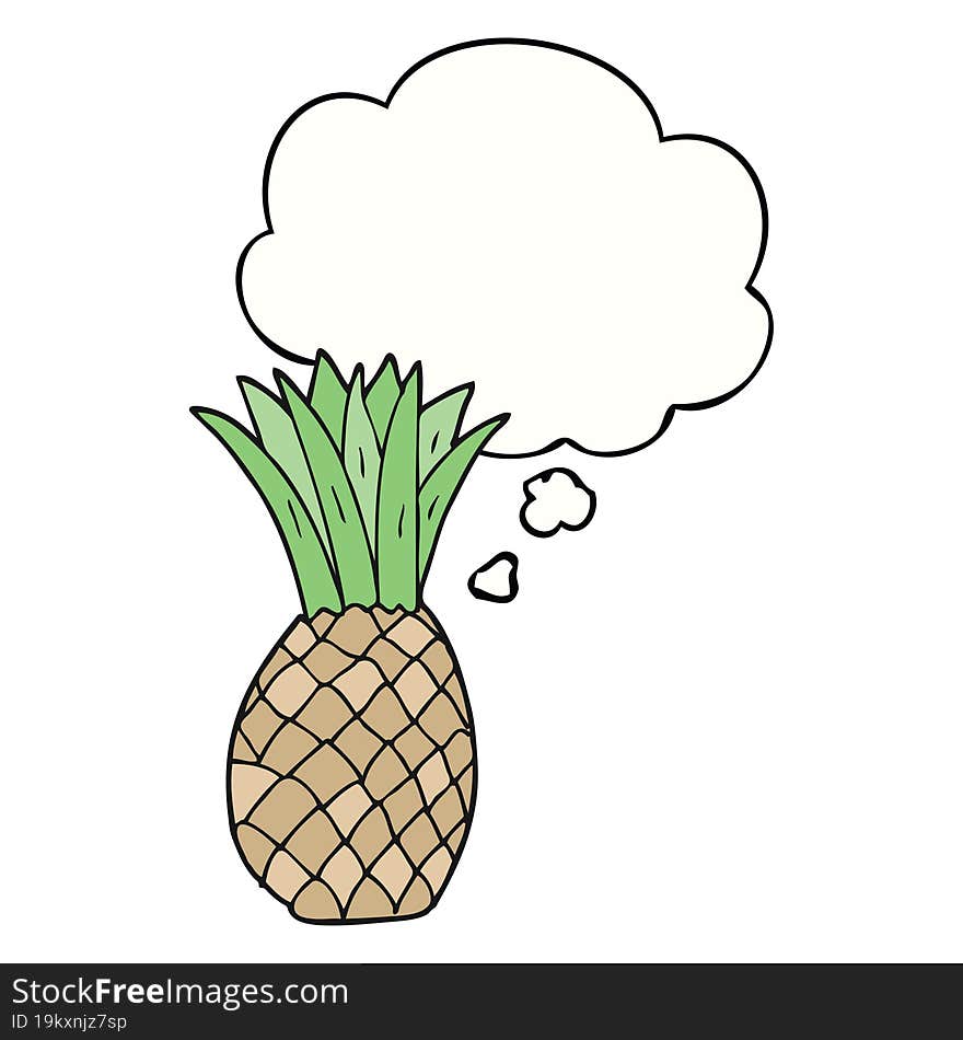 cartoon pineapple and thought bubble