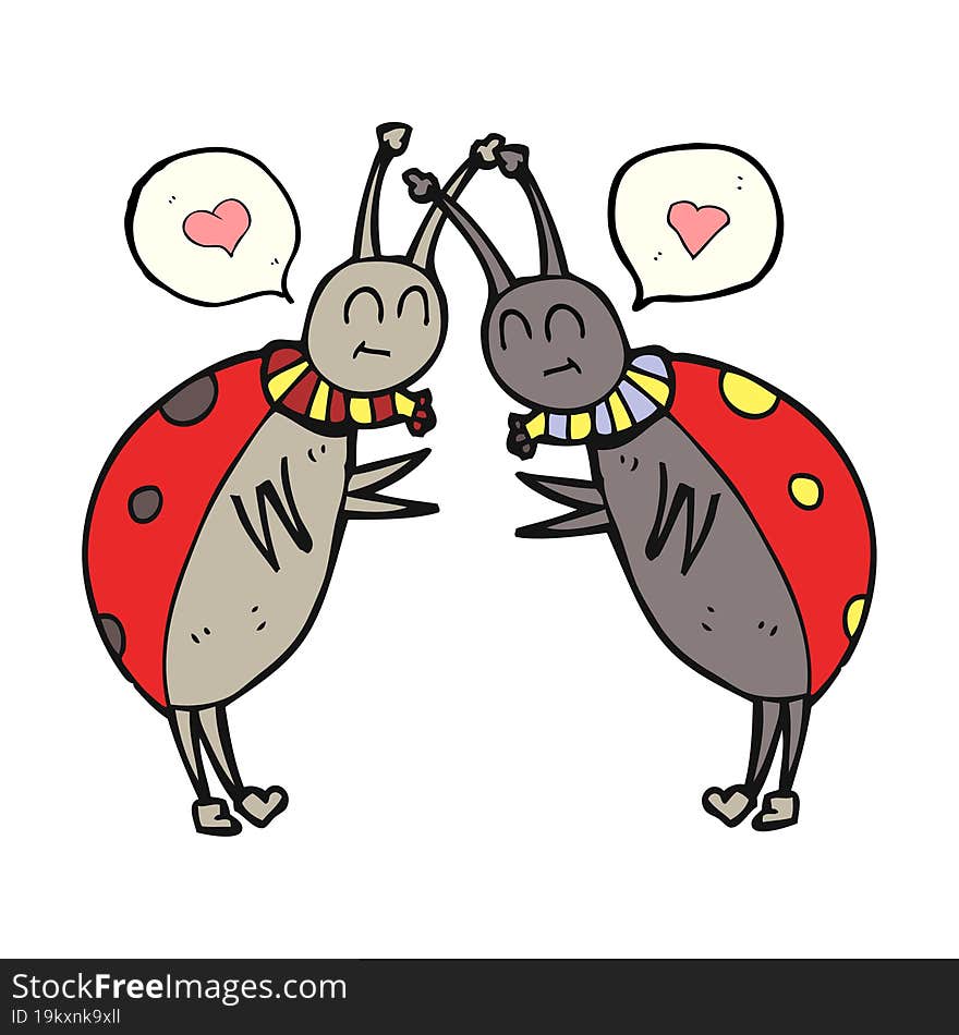 speech bubble cartoon ladybugs greeting