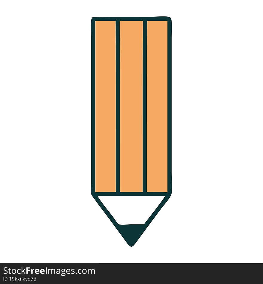 tattoo style icon of a pencil