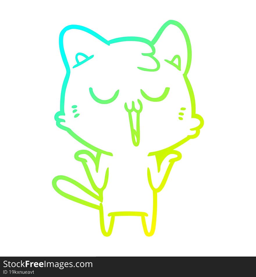 cold gradient line drawing cartoon cat singing