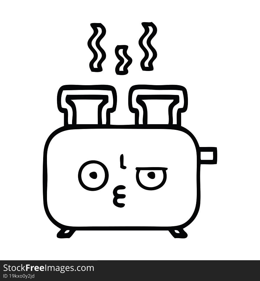 line drawing cartoon of a of a toaster