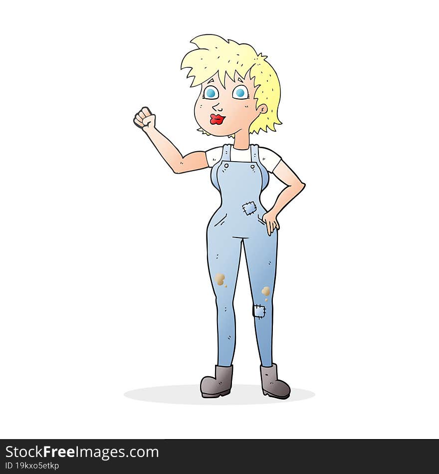 Cartoon Confident Farmer Woman