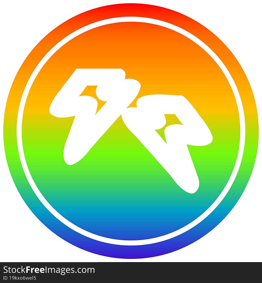 lightning bolts circular icon with rainbow gradient finish. lightning bolts circular icon with rainbow gradient finish