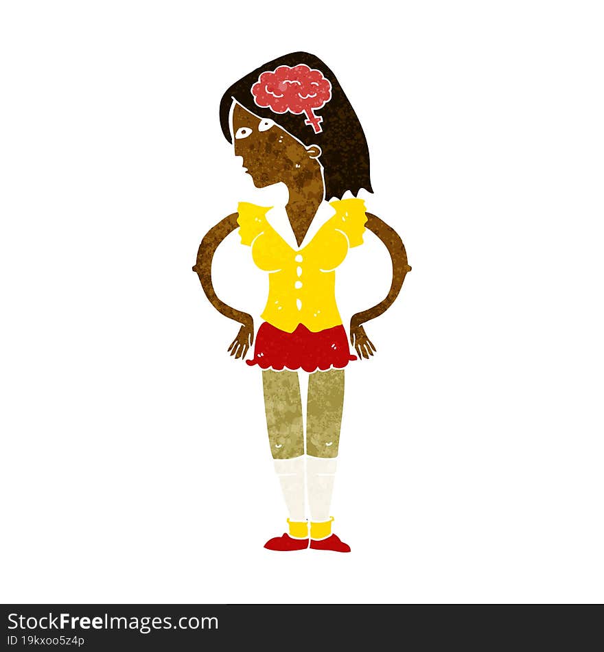 cartoon intelligent woman