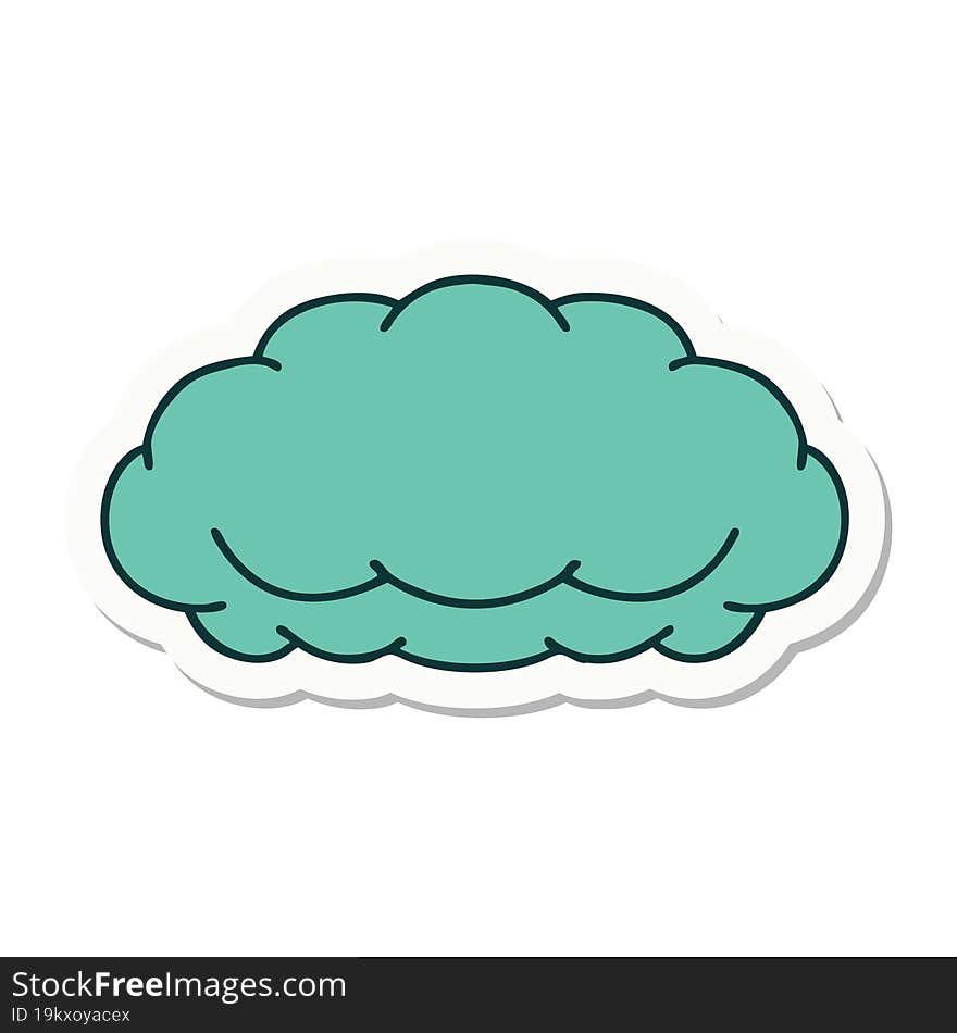 sticker of tattoo in traditional style of a grey cloud. sticker of tattoo in traditional style of a grey cloud