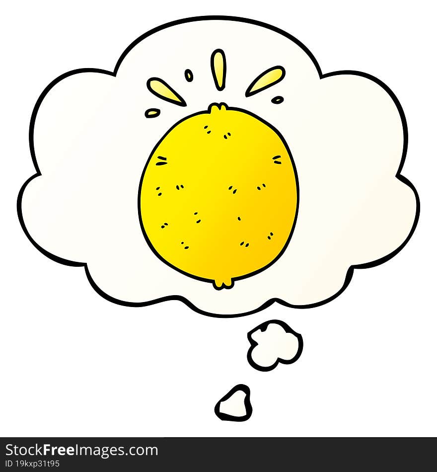 cartoon lemon and thought bubble in smooth gradient style