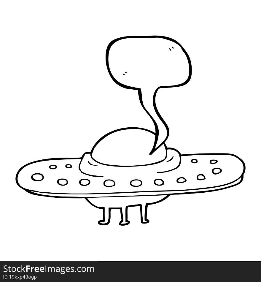 freehand drawn speech bubble cartoon flying saucer