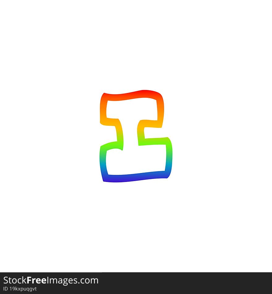 Rainbow Gradient Line Drawing Cartoon Letter I