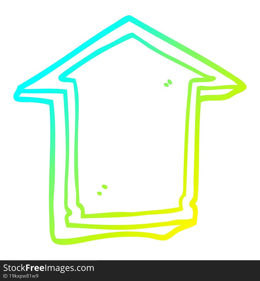 cold gradient line drawing of a cartoon arrow pointing up