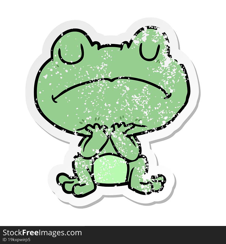 Distressed Sticker Of A Cartoon Frog