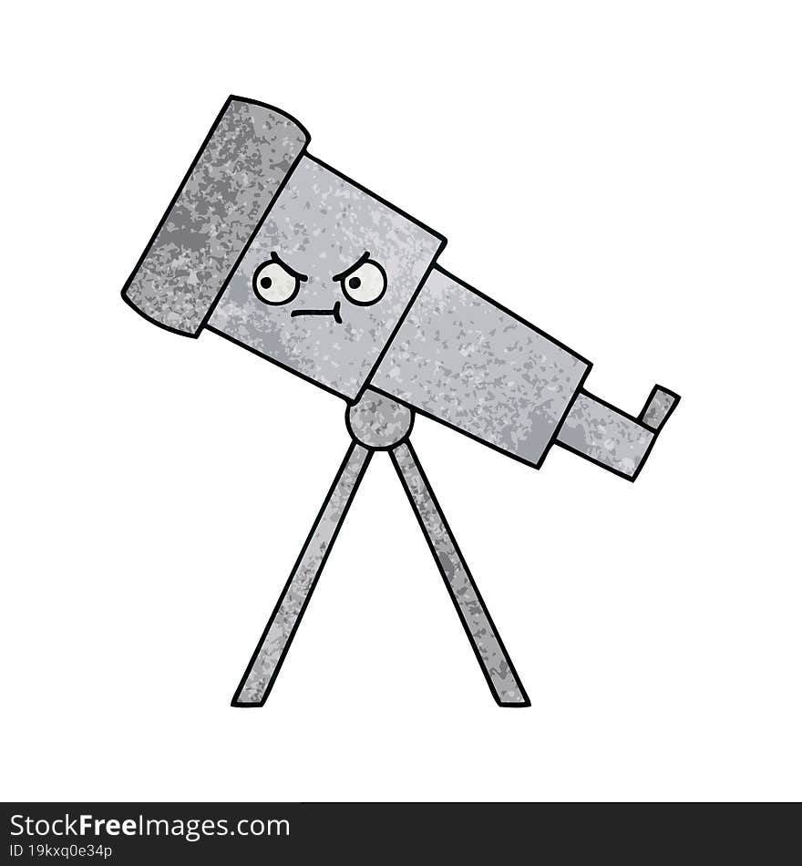 Retro Grunge Texture Cartoon Telescope