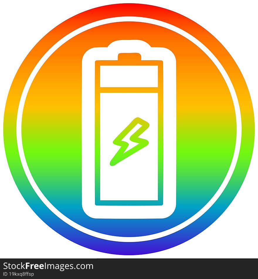 battery circular in rainbow spectrum