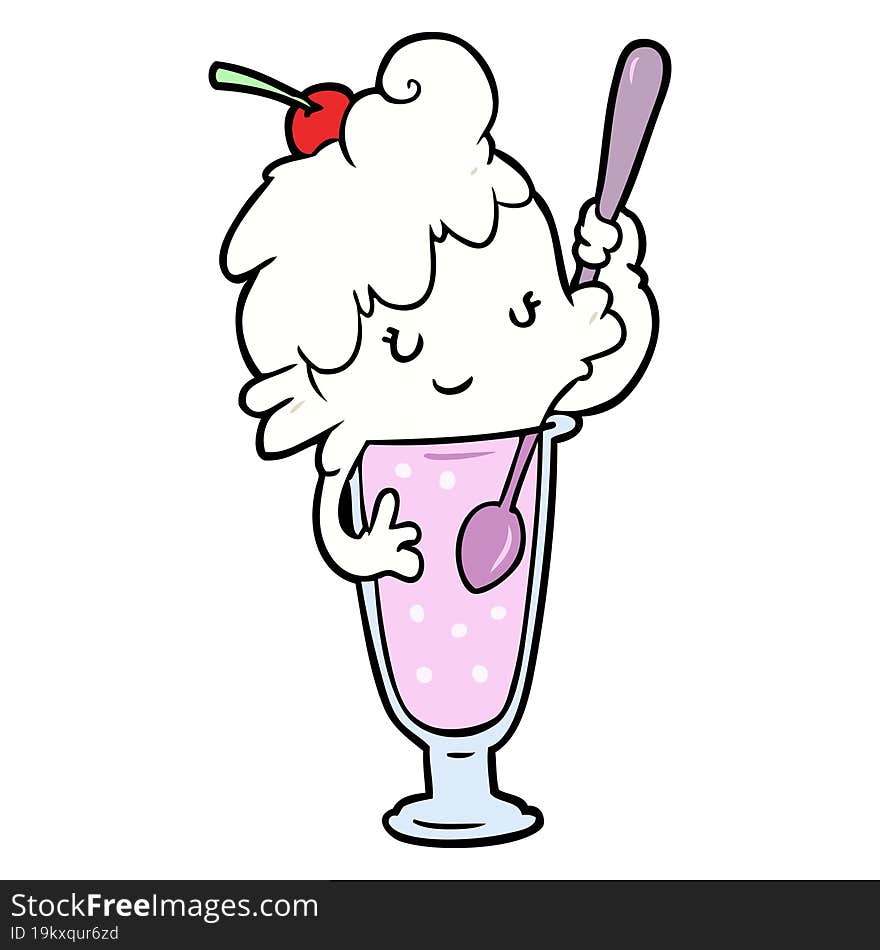 cartoon ice cream soda girl. cartoon ice cream soda girl