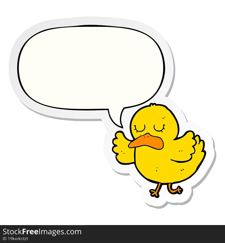 cartoon duck and speech bubble sticker