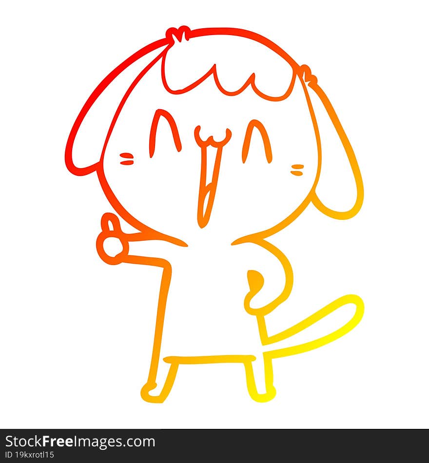 warm gradient line drawing cartoon laughing dog