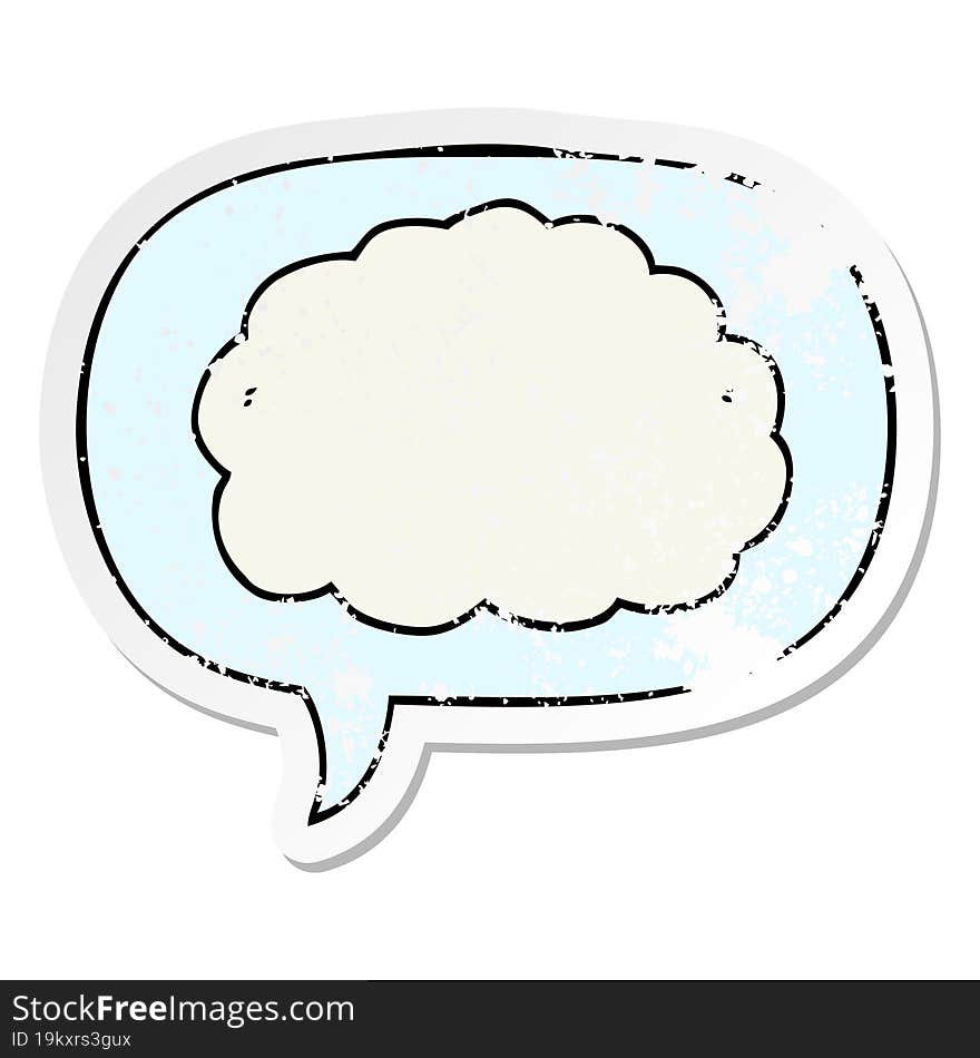 cartoon cloud and speech bubble distressed sticker