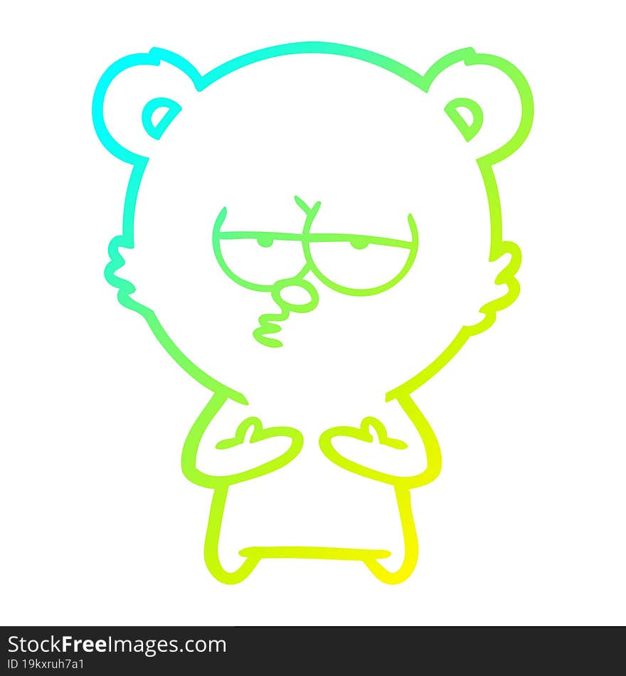 cold gradient line drawing bored bear cartoon