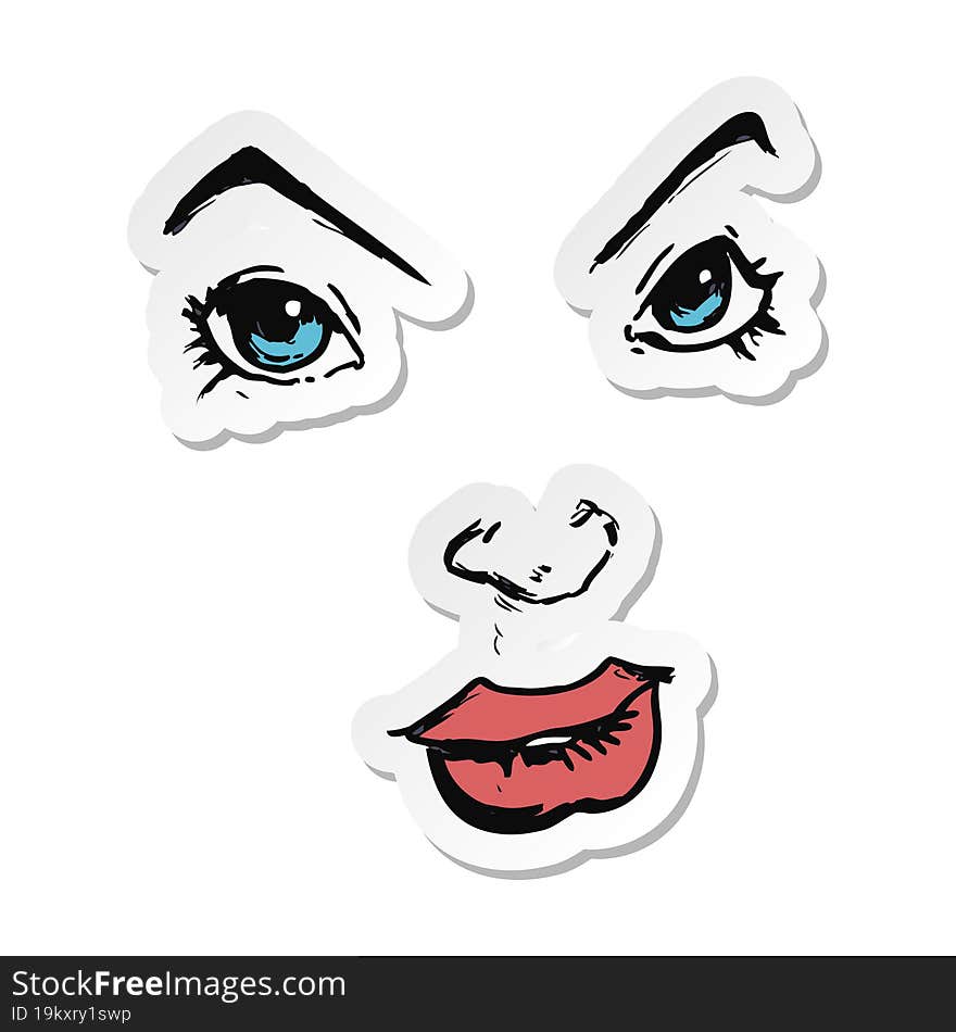 sticker of a cartoon comic book face