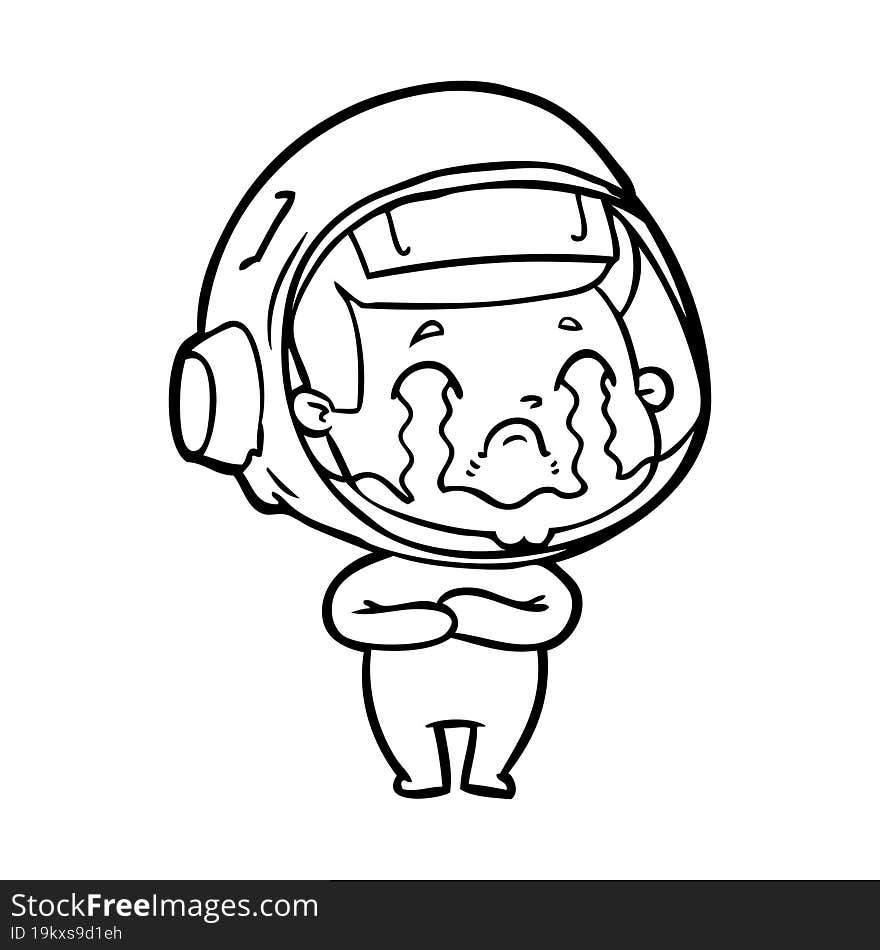 cartoon crying astronaut. cartoon crying astronaut