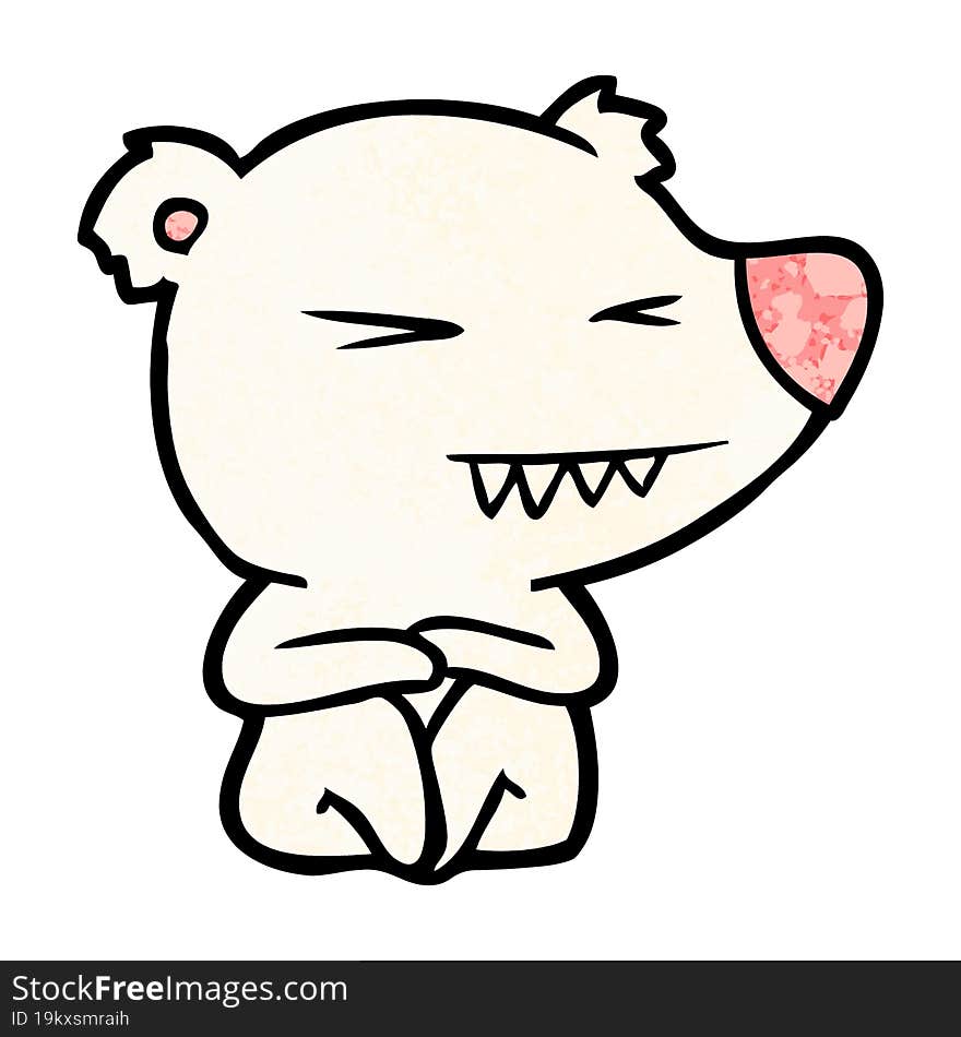 angry polar bear cartoon sitting. angry polar bear cartoon sitting