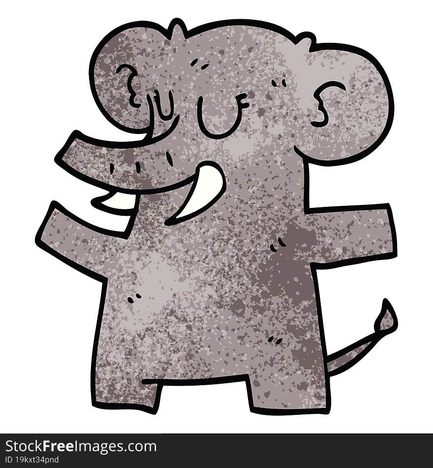 Cartoon Doodle Standing Elephant