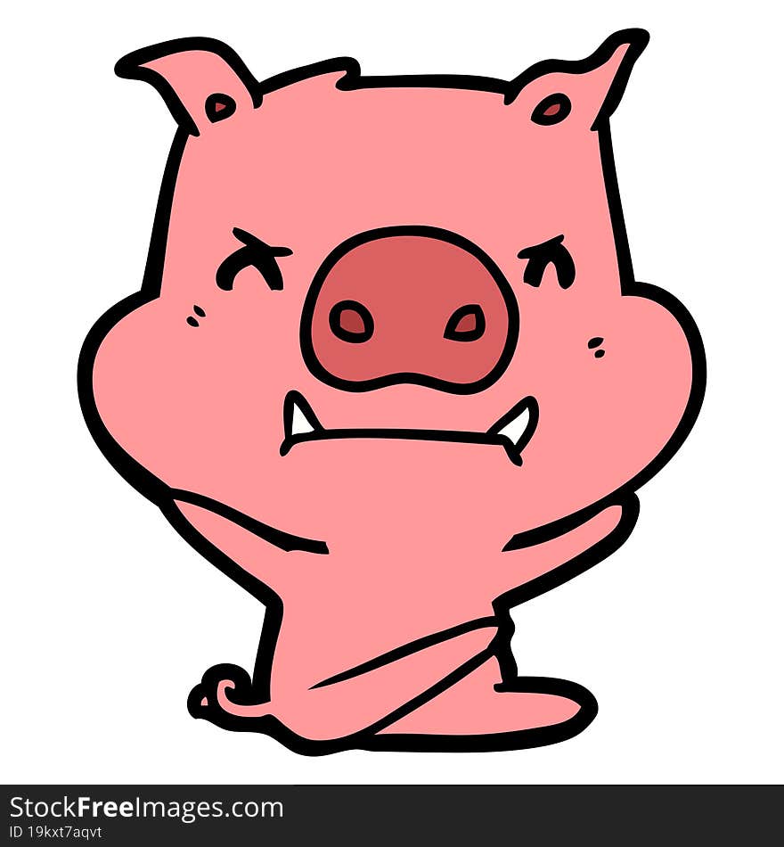 angry cartoon pig throwing tantrum. angry cartoon pig throwing tantrum