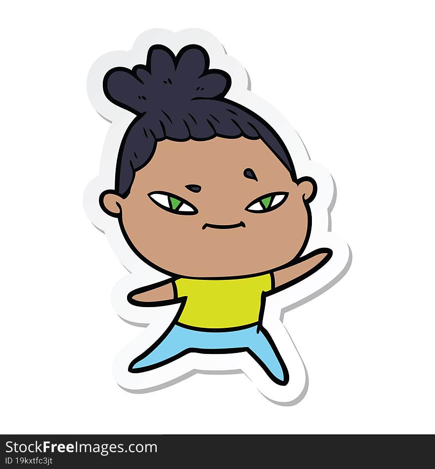 Sticker Of A Cartoon Woman