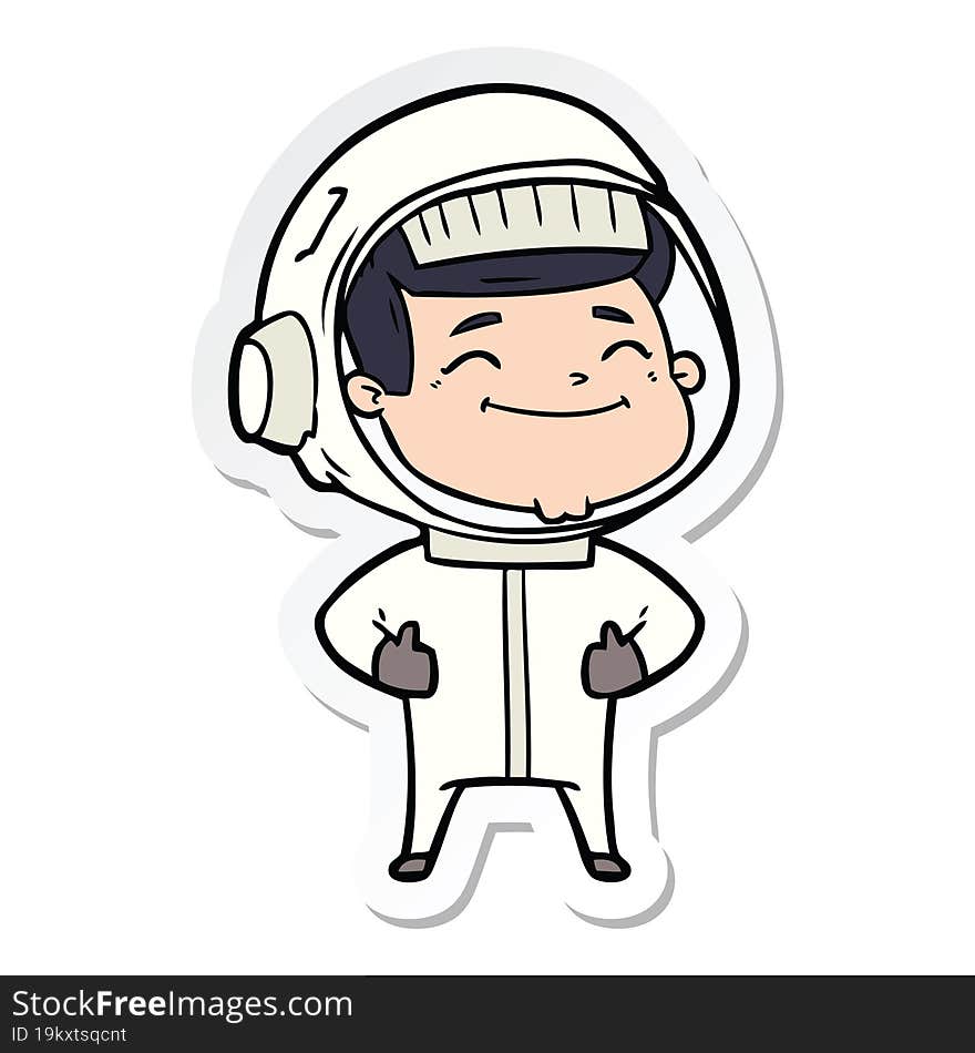 Sticker Of A Happy Cartoon Astronaut