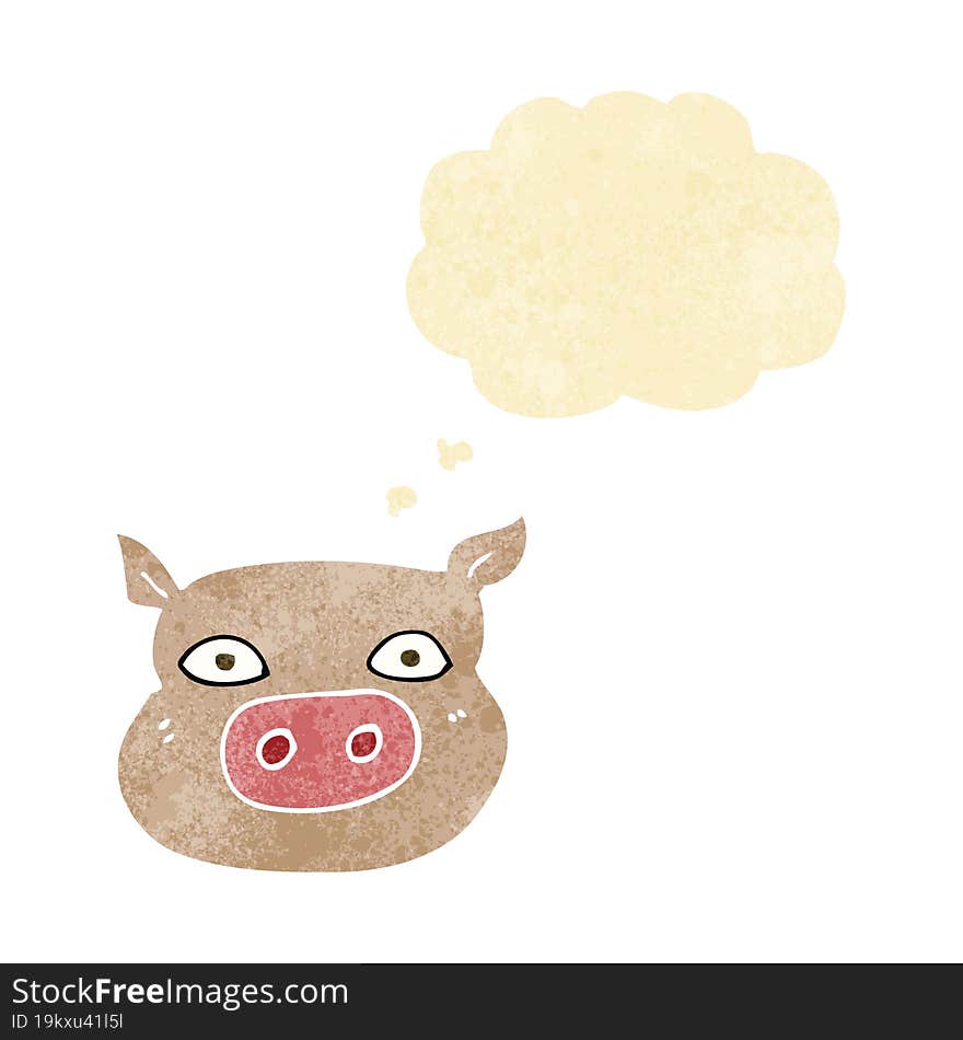 cartoon pig face with thought bubble