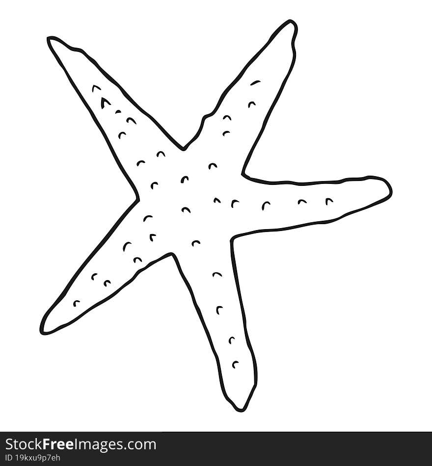 black and white cartoon starfish