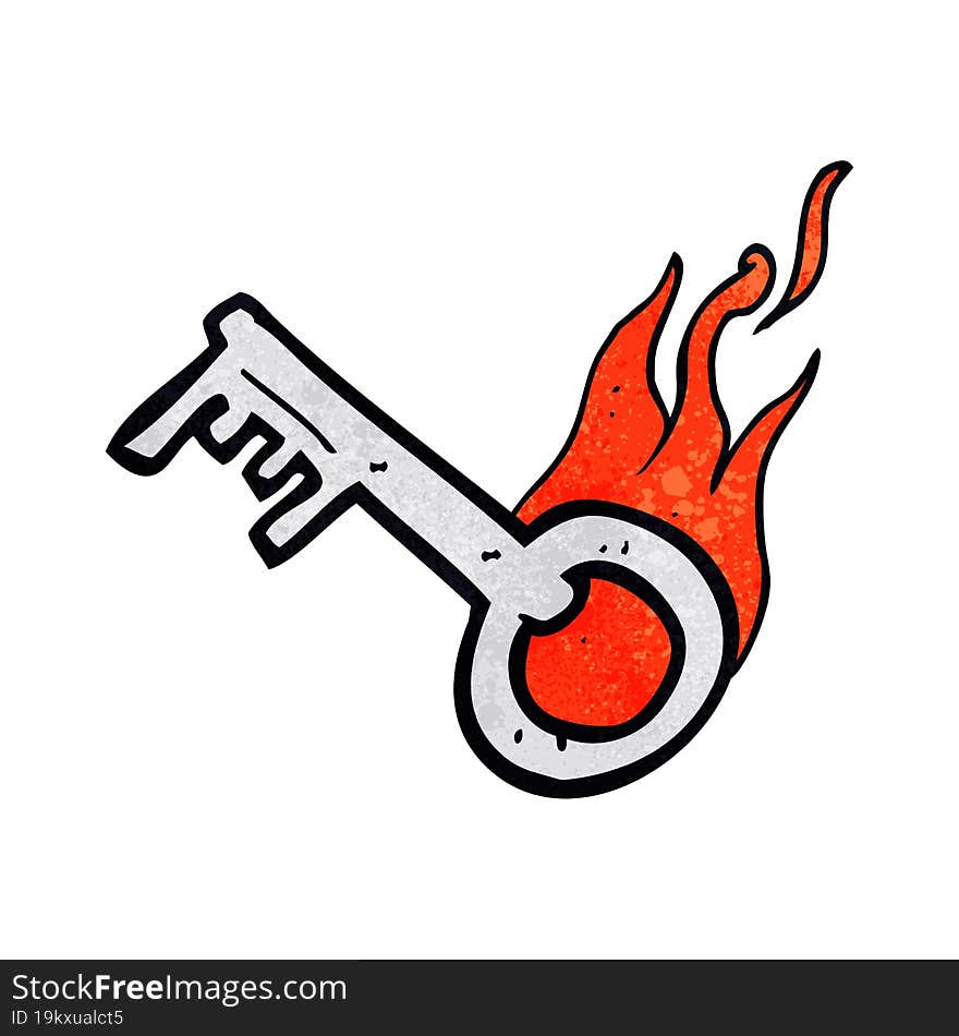 cartoon flaming key