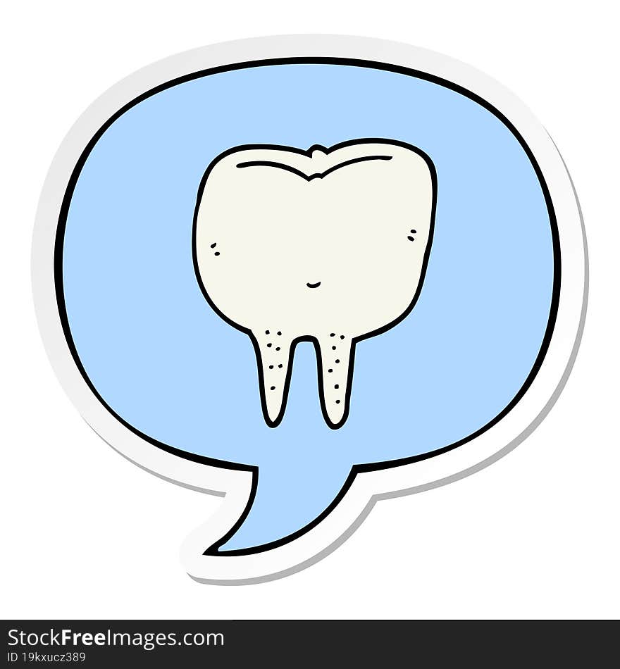 cartoon tooth with speech bubble sticker. cartoon tooth with speech bubble sticker