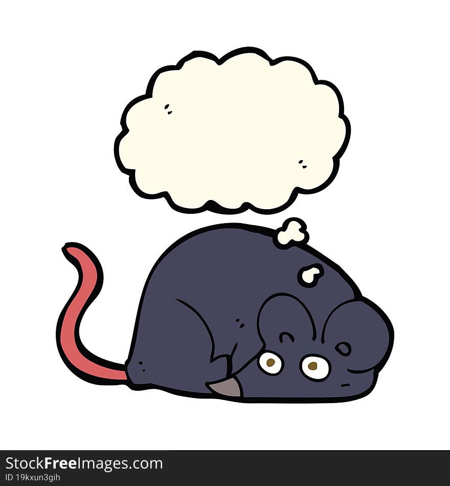 cartoon white mouse with thought bubble