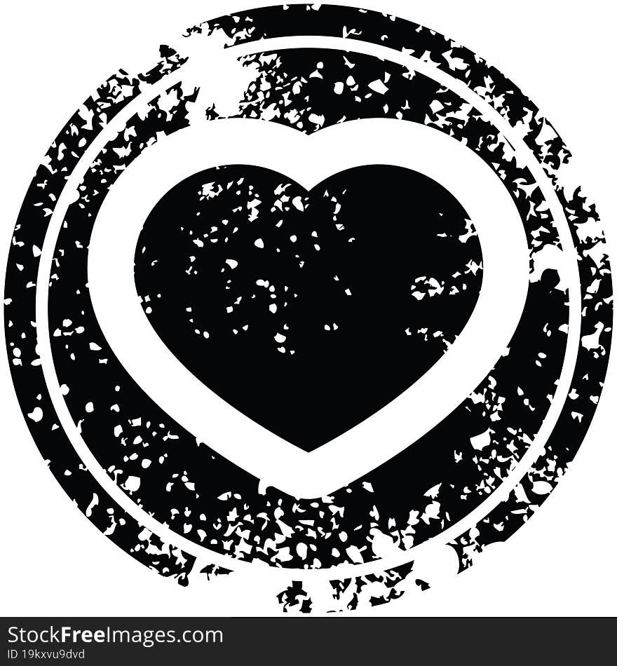 Heart Circular Distressed Symbol