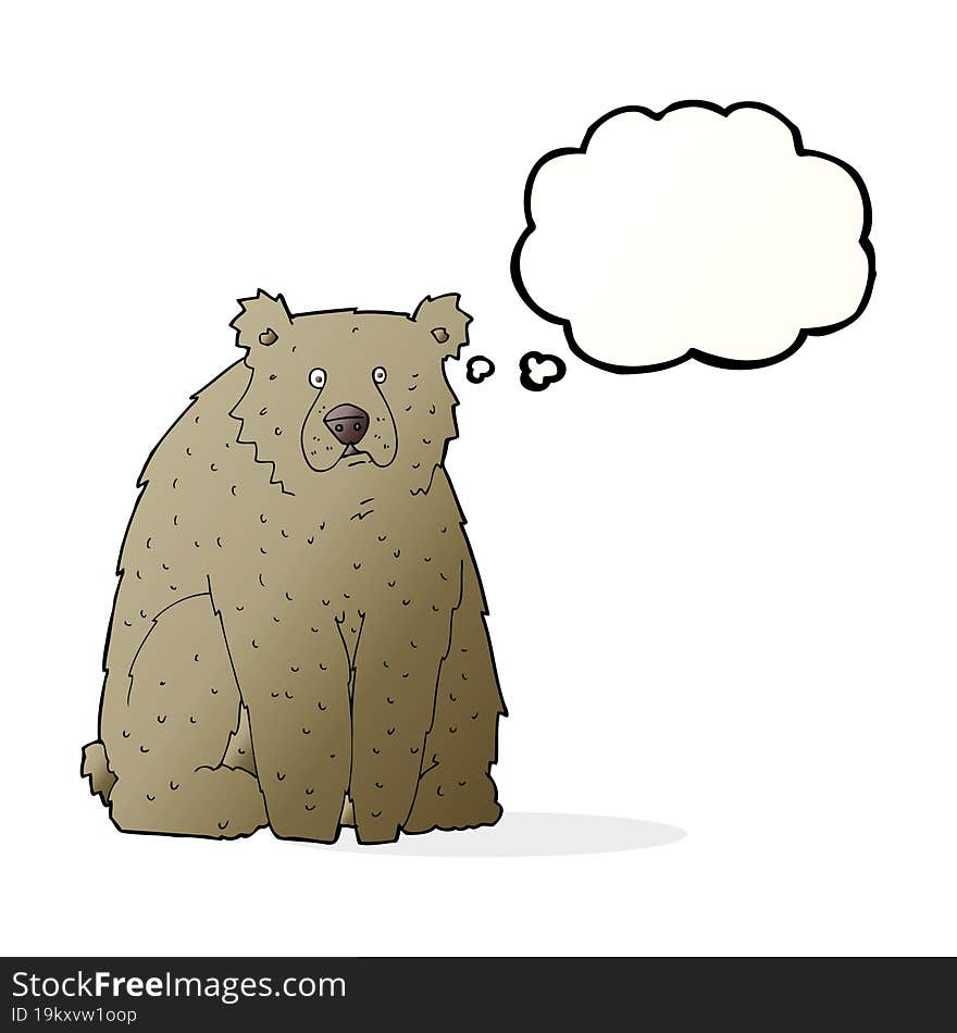 cartoon funny bear with thought bubble