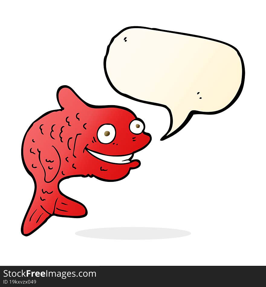 cartoon happy fish with speech bubble