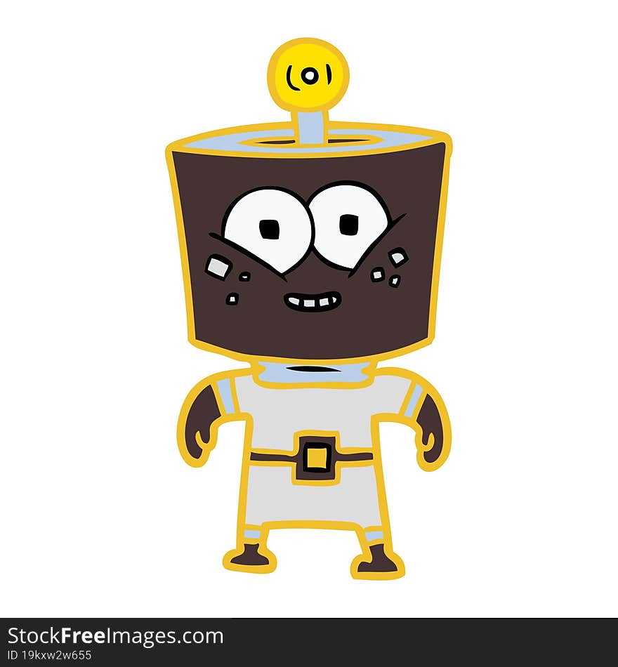 happy energized cartoon robot. happy energized cartoon robot